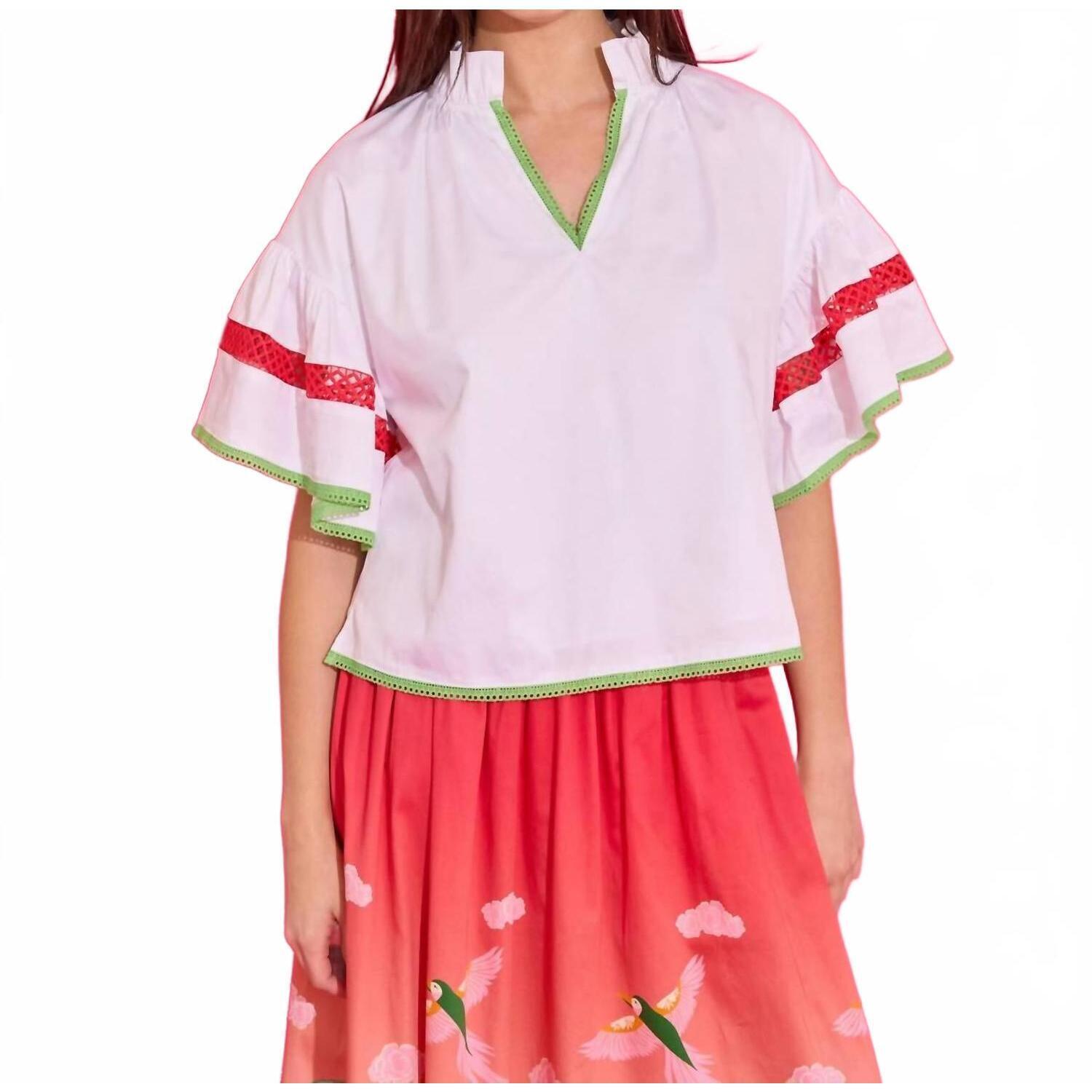 New Alden Adair June V-Neck Top In Bright White